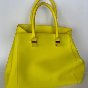 Victoria Beckham Yellow Leather Liberty Tote Bag